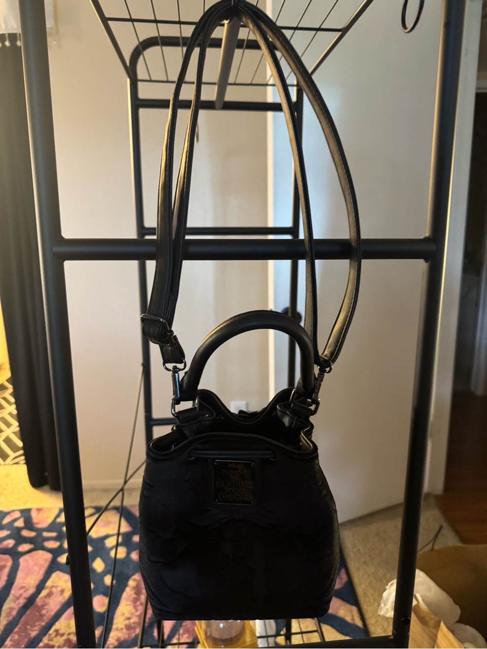 Disney Black Women's Shoulder Bag with Top Handle and Crossbody Strap